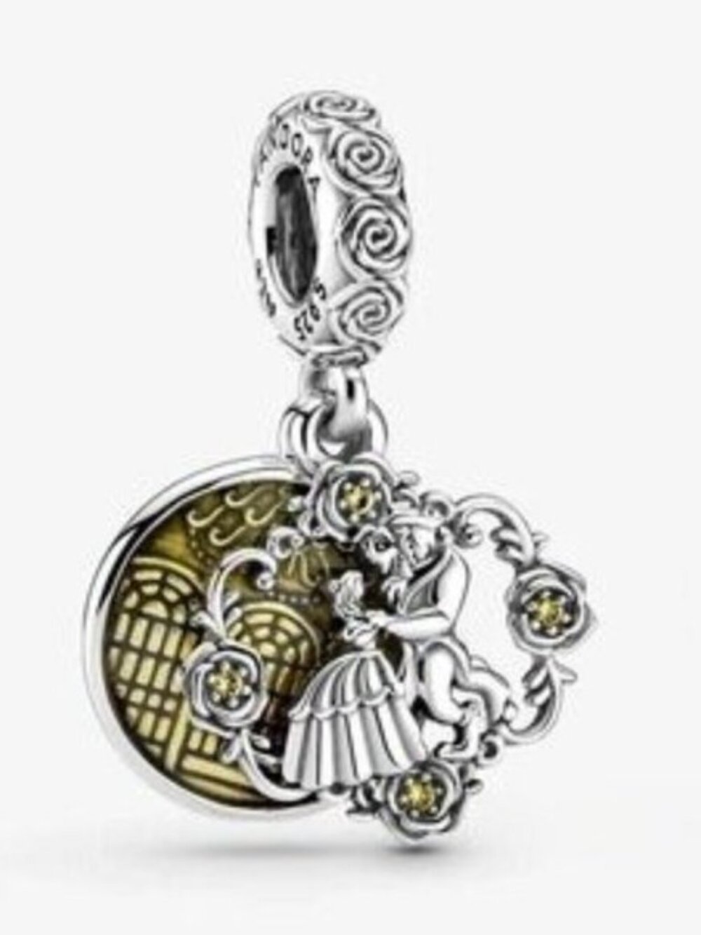 Pandora Silver & Yellow Beauty and the Beast Dancing Couple Dangle Charm